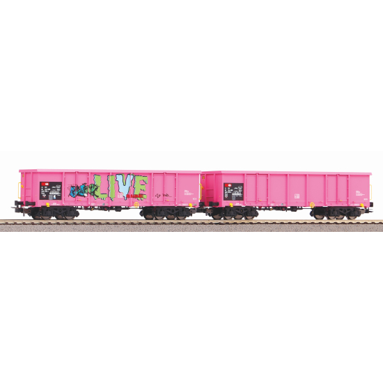 Zestaw 2 wagonów towarowych odkrytych Eaos z graffiti Piko 58393 H0 1:87